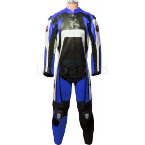 RTX Raptor Pro Blue Motorcycle Leather Biker Suit